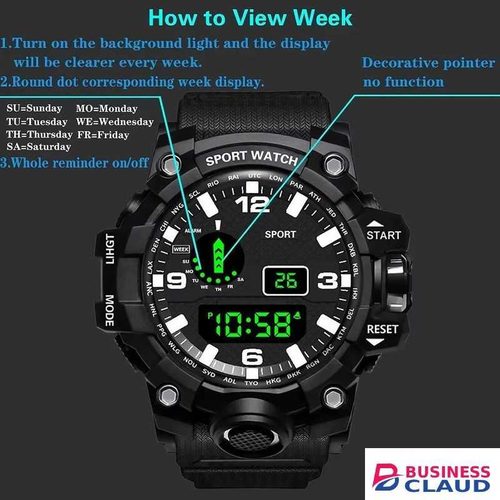 Men's LED Digital Watch Men Sport Watches Fitness Electronic Watch Multifunction Military Sports Watches Clock - Blue