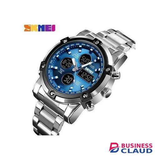 Skmei 1389 Quartz Man Watch Fashion Watch Luminous Multi-functional Three Time -SilverBlue