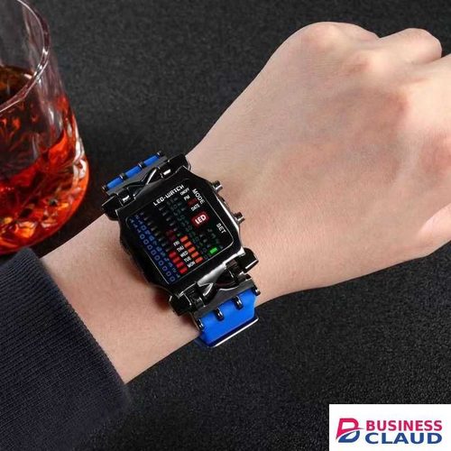 Men's Watch Digital Watch Binary Time LED Display Waterproof - Blue