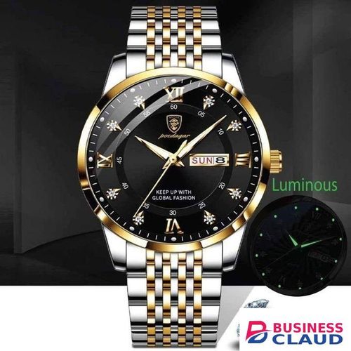 POEDAGAR Luminous Diamond Accent Wristwatch