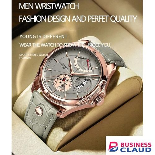POEDAGAR MEN Genuine Leather Strap Top Luxury Luminous Waterproof Mens Watches With Date Gift