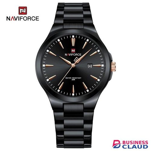 Naviforce Mens Watch NF9214 Black Strap Elegant Simple Analog