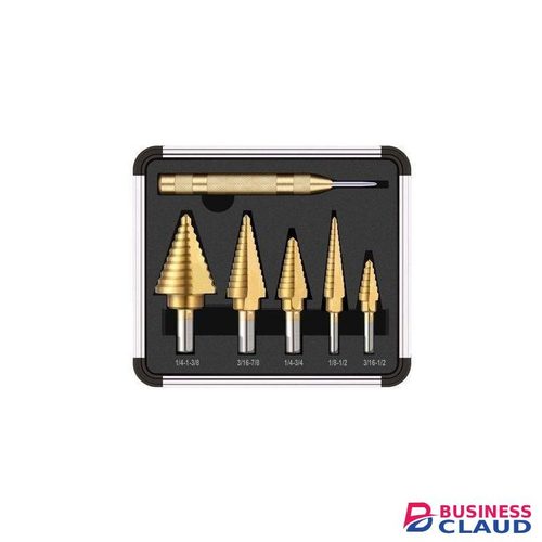 6PCS HSS Step Drill Bit Set And Punch In Aluminum Case