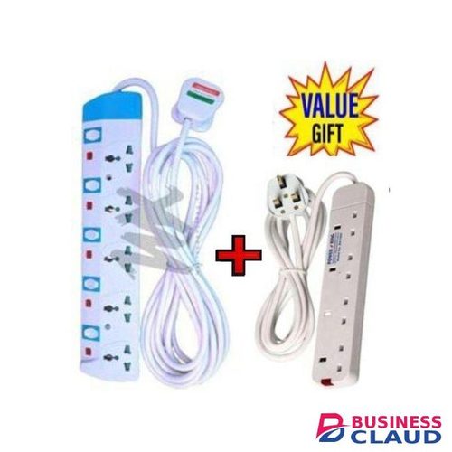 Power King BEST 5 Way Extension with 4 Way Bonus - Long Cable for Devices