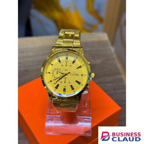 Men’s Analog Quartz Watch – Gold Stainless Steel Strap, Classic Design