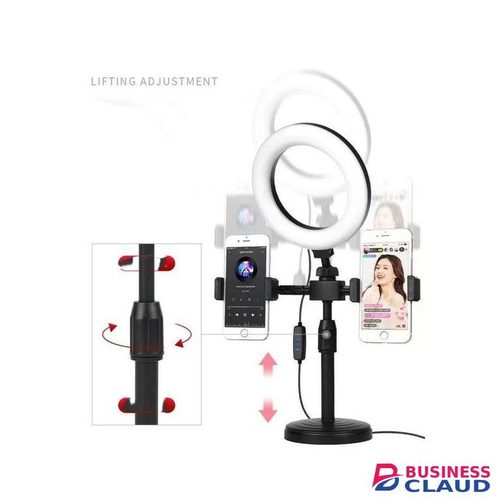 6-Inch LED Selfie Ring Light Stand with 3 Light Modes & Dual Phone Holder