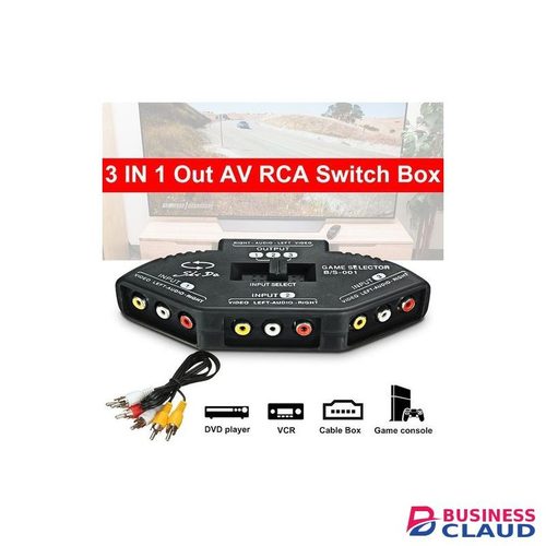3-Way RCA Selector Audio Video 3 Port AV Composite Splitter Switch AV Switcher