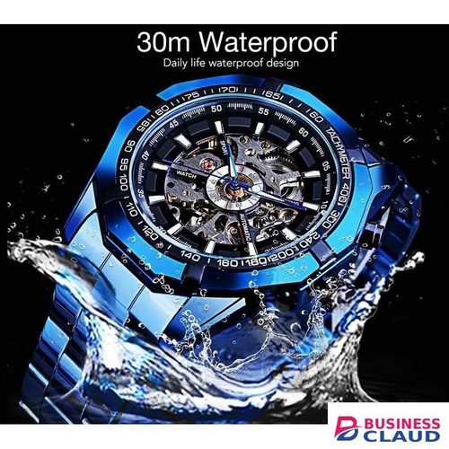 Forsining Men's Skeleton Hollow Automatic Mechanical 3Bar Stainless Steel Men Watches