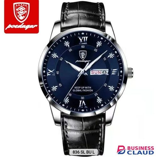 POEDAGAR Men Luxury Business Waterproof Luminous Date Week Wristwatch