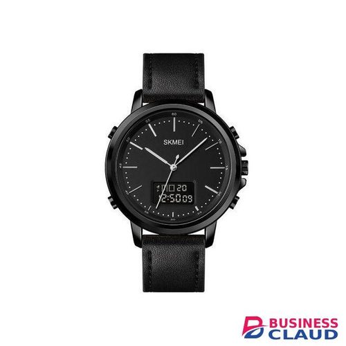 Skmei 1652 Men Official Watch Waterproof Leather Straps-black