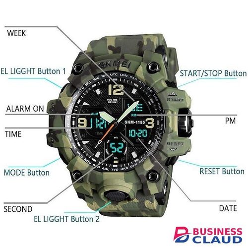 Skmei Sports Watches Men Quartz Analog LED Digital Water Resistance Depth : 5Bar Can Swim