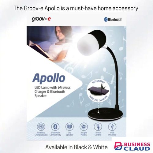 groov-e APOLLO - LED Lamp with Wireless Charger & Bluetooth Speaker Black