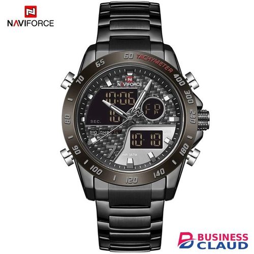 Naviforce Fashion NAVIFORCE Men Dual Display Stainless Steel Watches Waterproof 9171