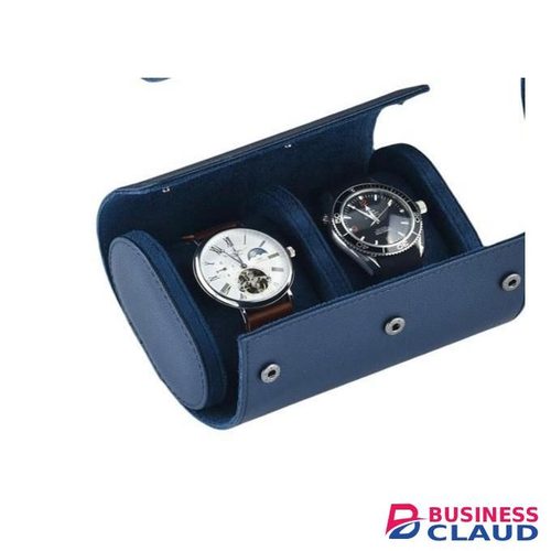 2 slots LAIHE Custom Logo Embossed Blue Leather Watch Roll Case Box 1 Slot 2 Slots 3 Slots Watch Travel Case Roll