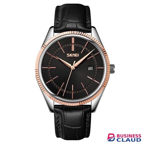 Skmei 9298 Leather Strap Casual Analog Quartz Watch For Men-Leather Straps