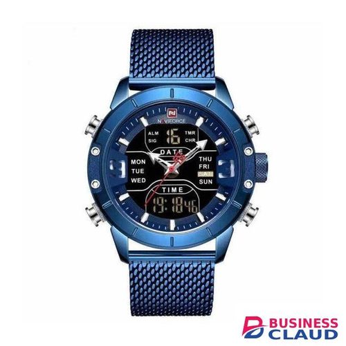 Naviforce Mens Watch NF9153S blue stainless steel digital sports
