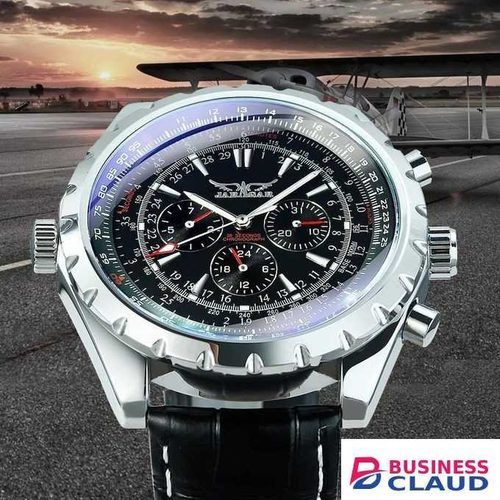 Jaragar Blue Glass Aviator Series Mechanical Automatic Men Watches