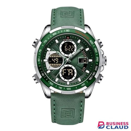 Naviforce Men Luxury Sport leather Band wrist Watch nf9197 silver