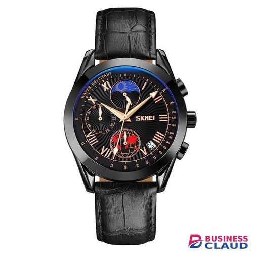 Skmei 9236 Casual / official Creative Moon Phase leather mens watch