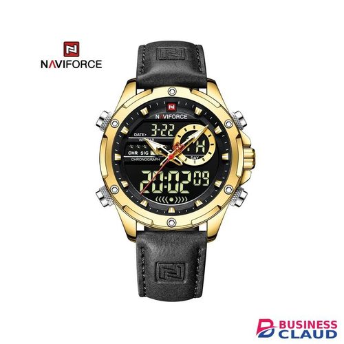 Naviforce NF9208 leather strap fashion analog/digital