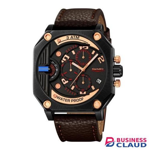 Skmei 9343 Quartz Watch leather straps waterproof for men