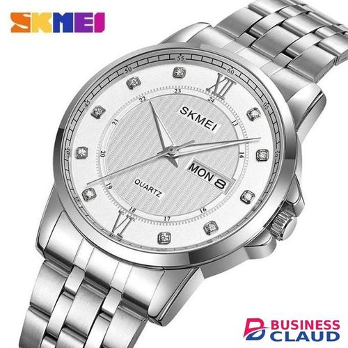 Skmei Mens Stainless Official Watches 2084 Silver White