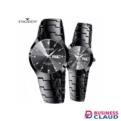 FNGEEN Fashionable Luxury Stainless Steel Casual Calendar Couple Lovers Wrist Watch