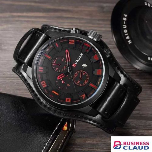 Curren Men's Wrist Official Sports Watch 30ATM Waterproof Leather Strap Date Display