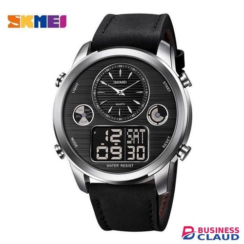 Skmei 1653 Time Sport Analog Digital Leather Watch