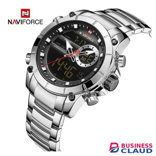 Naviforce Fashion 9163 SBW 2In1 Digital Watch Men's Watches Quartz movement digital movement. Dual time zone 30 meters water resistant