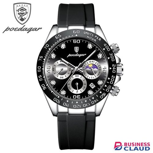 POEDAGAR Men Luxury Waterproof Luminous Date Chronograph Sport Wristwatch