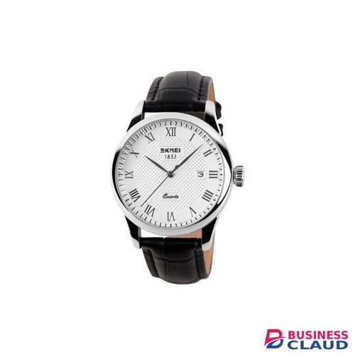 Skmei 9058-CH-BLK-WHT Leather Band Men Watch