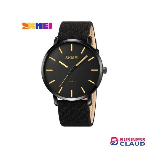 Skmei 1984 leather Fiber Strap Quartz Wristwatch water resistant mens watch