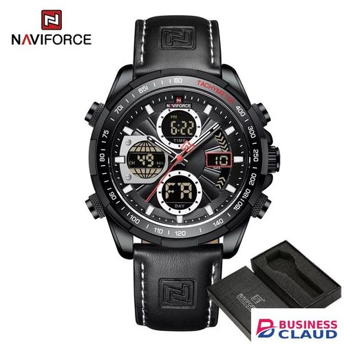 Naviforce Fashion Naviforce Classic Men Watch Digital WristWatch Leather LED Quartz 9197