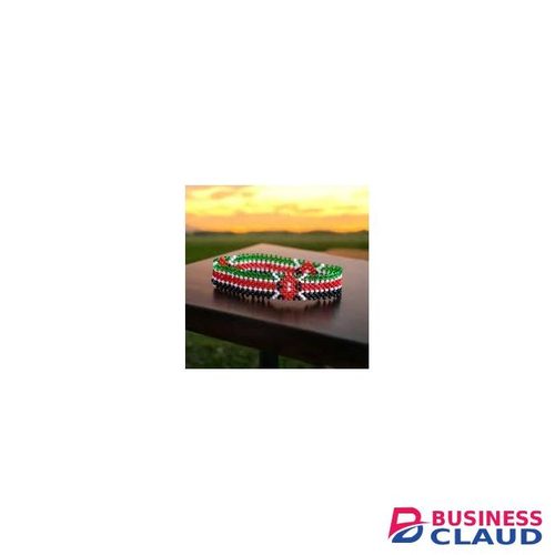 Universal Kenyan Flag Beaded Bracelet, African Maasai Handmade Wristband, Patriotic Shanga Flag Bracelet