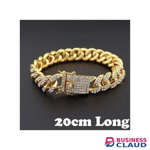 Men's Wrist/Hand Bracelet Gold Hip Hop Bling Iced Out Miami Cuban Bracelet