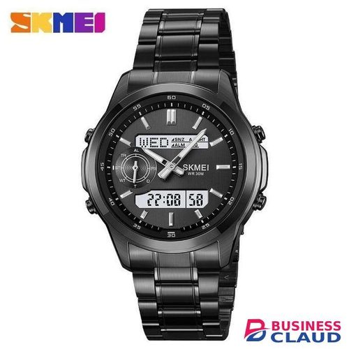 Skmei 2284 stainless steel analog and digital display Alarm mens watch-black
