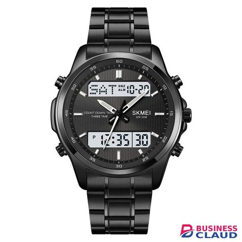 Skmei 2049 Top Business LED Dual Display Stainless Steel Stop Watches Chronograph Waterproof Watch