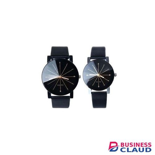 Outstanding Couple Leather Wrist Watch Black