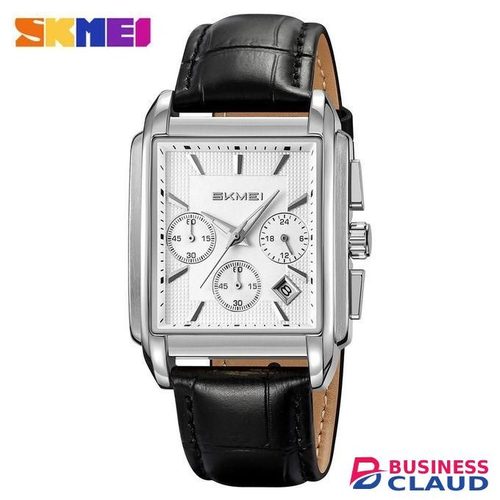 Skmei 2339 Stopwatch Function Quartz Leather Watch-silver