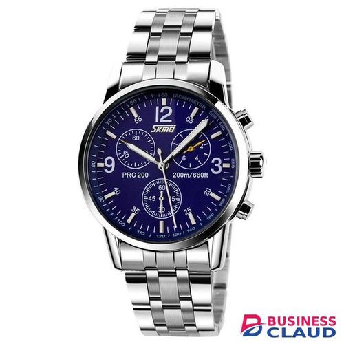 Skmei 9070 Men Leather Strap&steel mens Watch