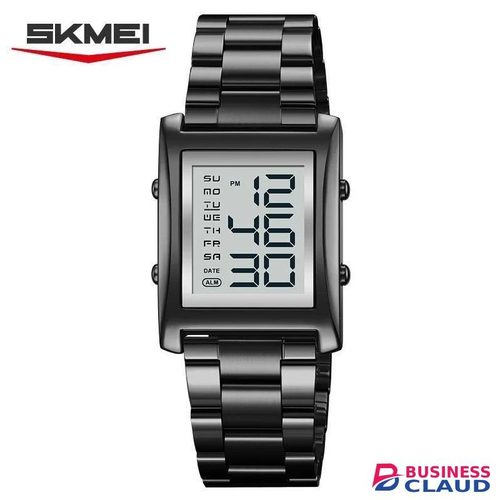 Skmei 2550 Digital Watch Waterproof LED Lights with Stainless Steel and Luminous Alarm-silver