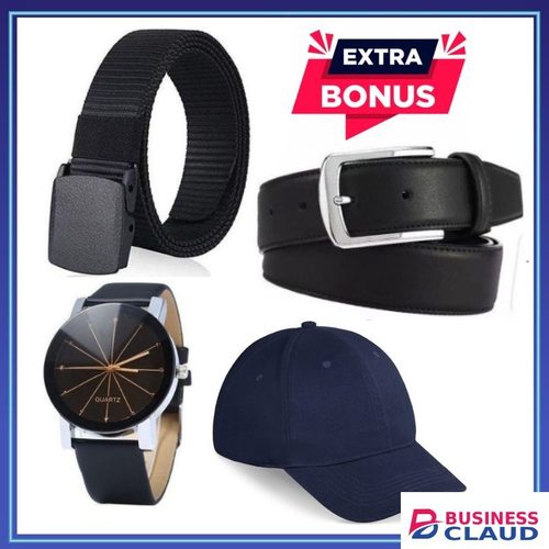 Stylish Smart Pin Buckle Men's Belt + Free Cap & Watch & plastic Belt