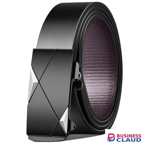 3 Best Men Modern Automatic Buckle Belts, PU Leather Strap - Black
