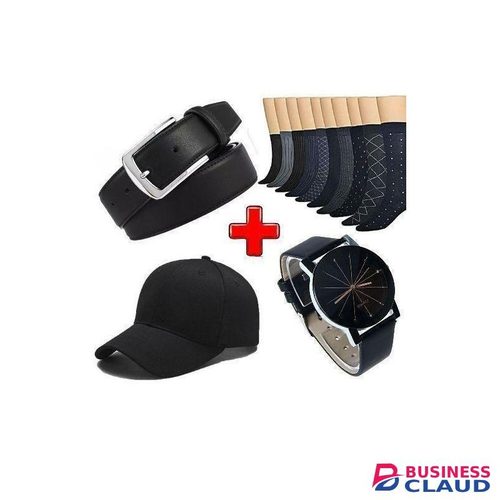 MEN’S OFFICE & OFFICIAL WEAR CAP WITH QUALITY BELT FOR WORK DRESSING + QUARTZ WATCH & 3 PAIRS OF SOCKS