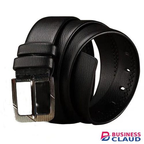 Mens Buckle Leather Belt - BLACK