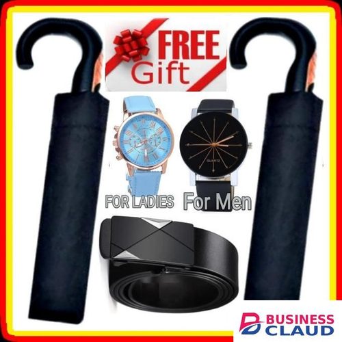 2 Checked Umbrella // Umbrellas // Umbrellah //Strong Checked Umbrella With Auto Open & Close Switch +GIFTS WOMAN FORMAL WATCH & MAN WATCH + AUTOMATIC BUCKLE FORMAL LEATHER BELT
