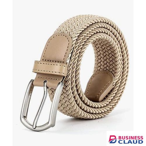 Men's Stretch Woven Elastic Belt With Leather Trim And Metal Buckle – Adjustable Braided Belt