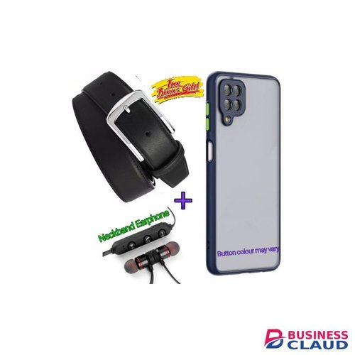 Men's Buckle Pure Leather Belt + Free Samsung Galaxy A12 Cover Case+ Extra