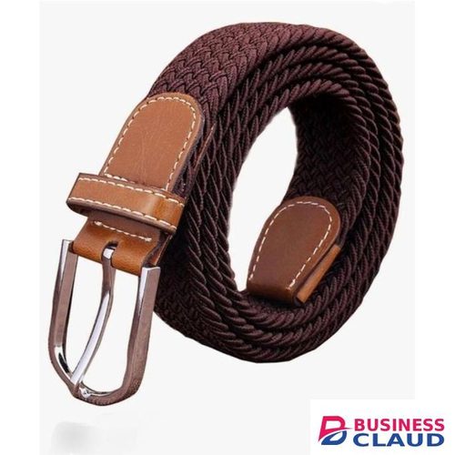 Canvas Elastic Woven Stretch Braided Belt BROWN